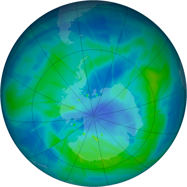 Antarctic ozone map for 10 March 2010